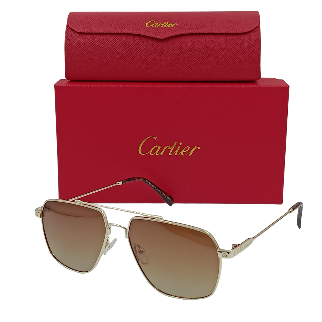 Lunettes de soleil Cartier CR2247T Métal Doré/Marron