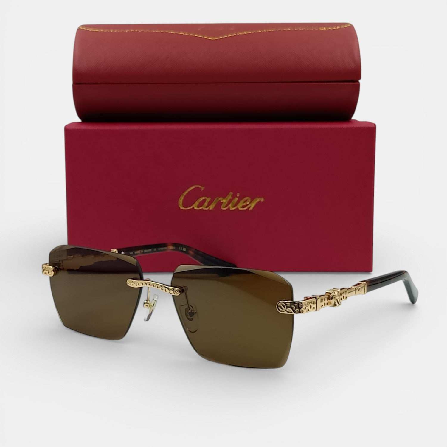 Lunettes de soleil Femme : CARTIER  CR8090 Marron